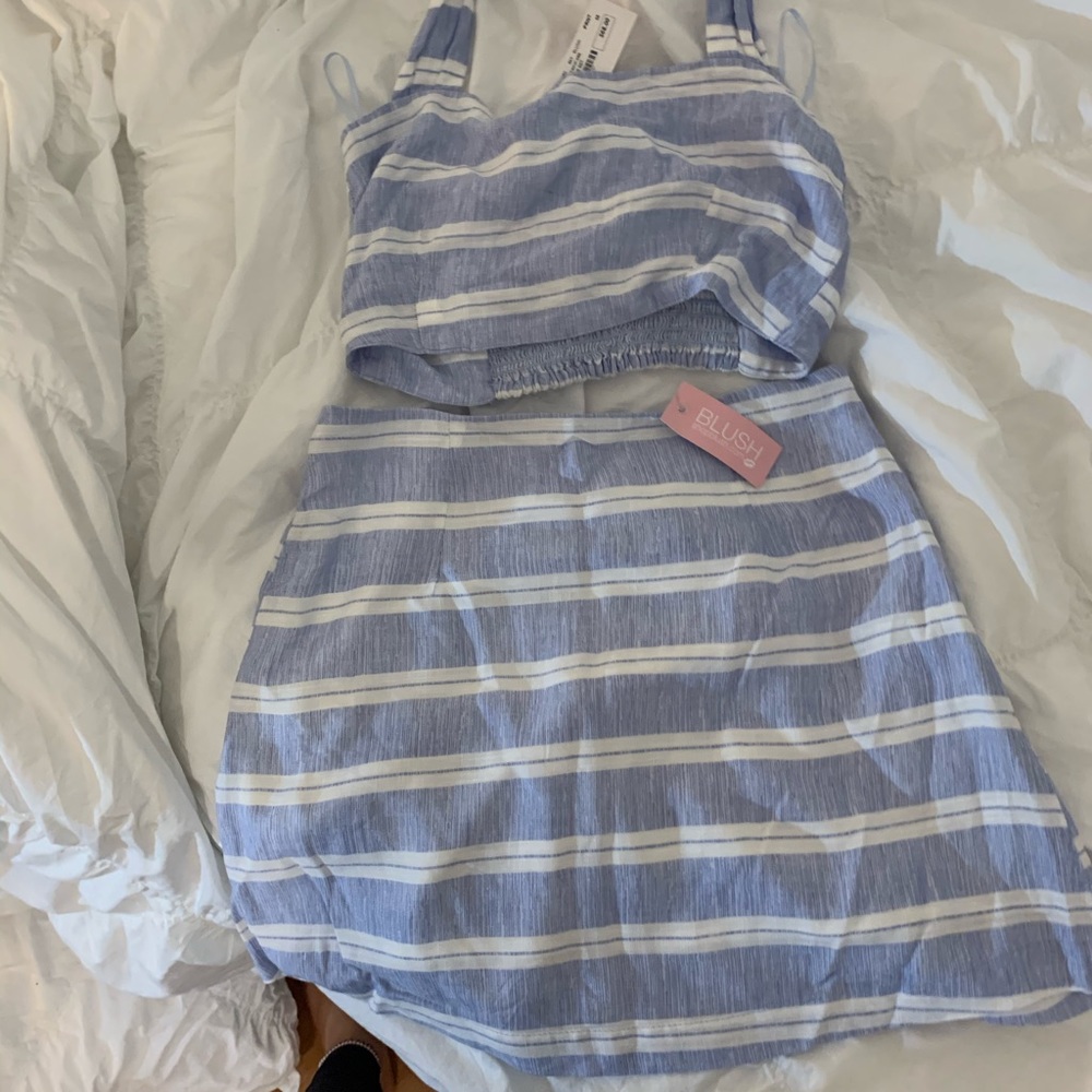 BLUSH TOP AND SKIRT SET